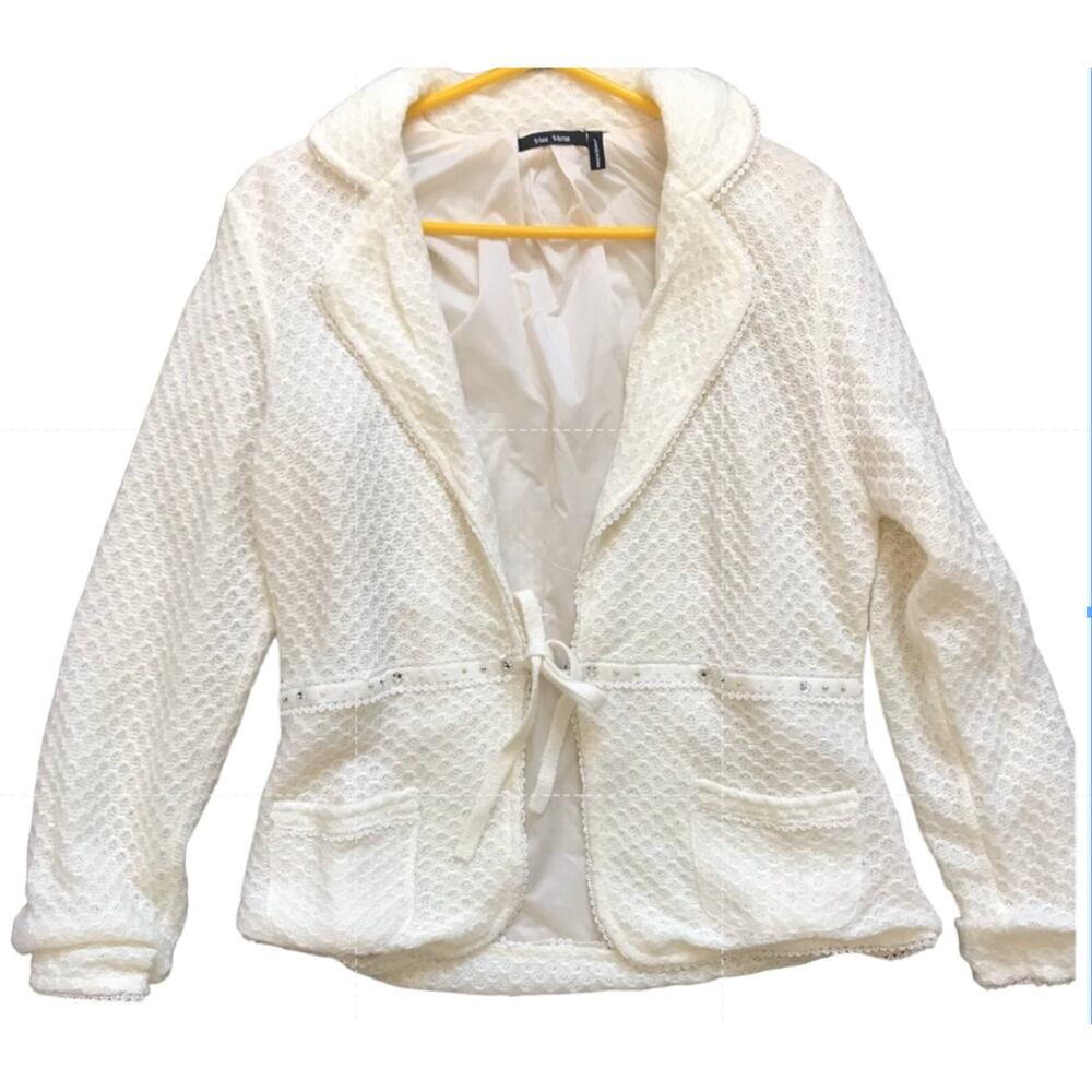 Vice Versa Ivory Wool Blend Blazer Sz L Career Business Preppy Classic Office